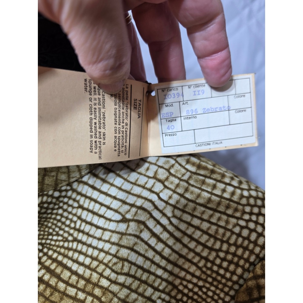 Castioni Italy Womens Crocodile Embossed Lambskin Leather Jacket Puff Sleeve 40 - Picture 3 of 11